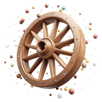 vibrant abstract Old Wagon Wheel Cutout Isolated with Metal Rim png