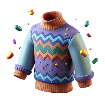 vibrant artistic Icelandic Lopapeysa Sweater with Traditional Design Cutout high quality png