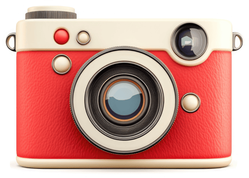 Retro red vintage camera design illustration. png