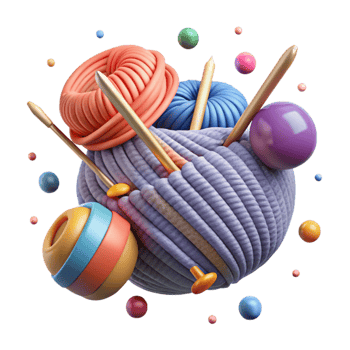 beautiful abstract Knitting Needles and Yarn Ball Close Up Transparent Background professional png