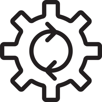 Process outline icon cogwheel and process sign for graphic design, logo, web site, social media, mobile app, ui illustration png
