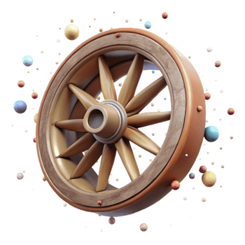 dramatic rustic Old Wagon Wheel Cutout Isolated with Metal Rim exclusive png