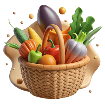 wonderful modern Organic Vegetables in Basket Cutout genuine png