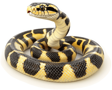 Venomous snake coiled, displaying intricate pattern. png