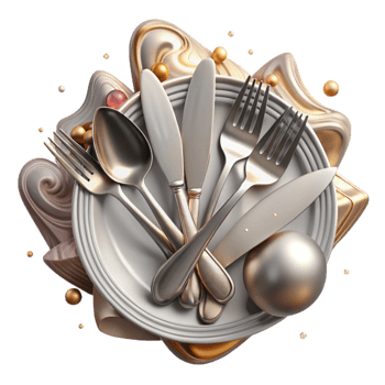 vibrant vintage Old Silverware Transparent Background with Engraved Design high quality png