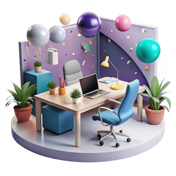 impressive minimalist Modern Office Interior Teamwork Atmosphere Transparent Background professional png