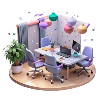 impressive abstract Modern Office Interior Teamwork Atmosphere Transparent Background original png
