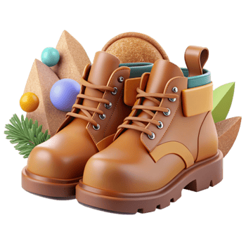 dramatic contemporary Hiking Boots Brown Leather Cutout detailed png