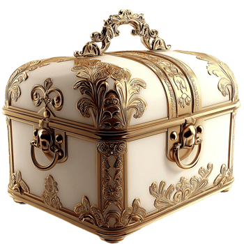 White Jewelry Box Gold Trim Elegant Storage Accessoy Luxurious Design Decorative Piece Timeless Charm Functional Statement Beauty Craftsmanship Essential png