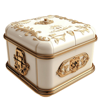 White Jewelry Box Gold Trim Elegant Storage Accesory Luxurious Design Decorative Piece Timeless Charm Functional Statement Beauty Craftsmanship Essential png