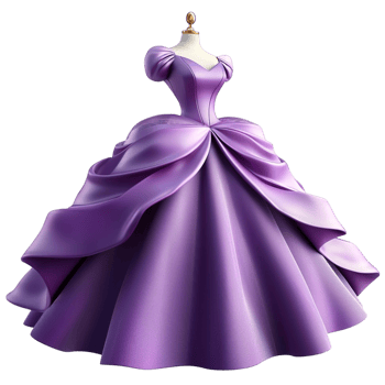 Purple Silk Gown Draped Fabric and Elegant Design Made from Luxurious Material, Perfect for a Princess Attire Full of Grace, Charm, and Timeless Royal Appeal png