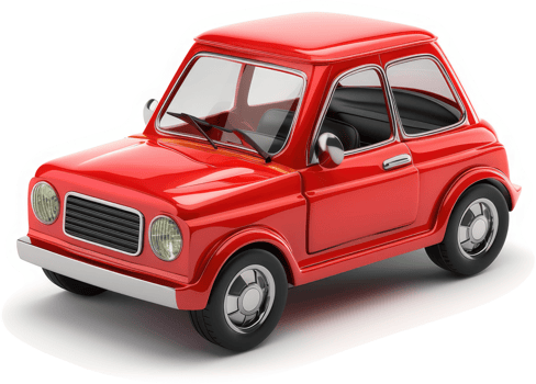 Retro red compact car illustration. png