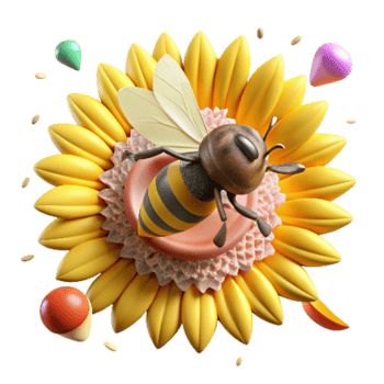 wonderful rustic Honeybee in Flight Near Sunflower Cutout premium png