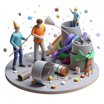 vibrant abstract People Cleaning Up Debris Post Disaster Scene Isolated exclusive png