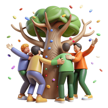 stunning abstract Group Hugging Tree Cutout Transparent Background premium png