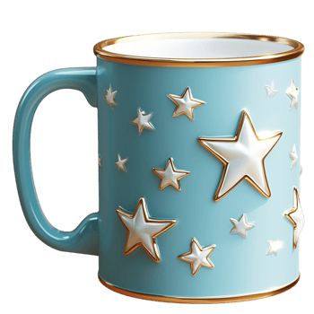 Blue Ceramic Mug Adorned White Stars Expressing Playful Patriotic Design Charm png
