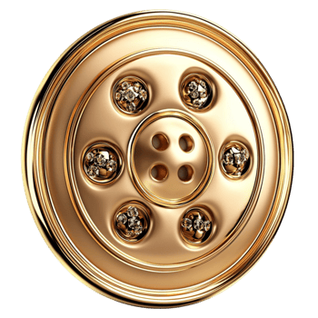 Golden Button Featuring Intricate Design and Shiny Surface, A Vintage Sewing Accessory That Adds Charm and Uniqueness to Any Garment or Craft Project, Perfect for Elevating Your Sewing Creations, png