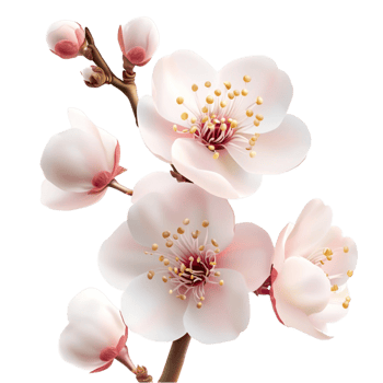 White Cherry Blossoms Vibrant Petals and Soft Texture, A Luxurious Floral Decor Piece Featuring Elegant Design, Bringing Natural Beauty and Grace to Any Room, Perfect for Spring or Romantic Spaces, png