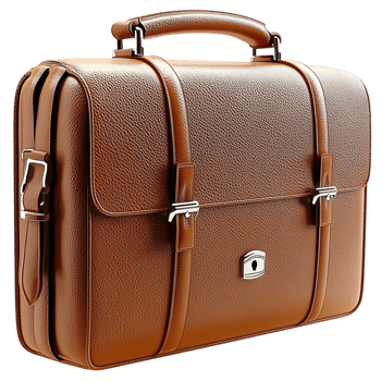 Brown Leather Briefcase Gold Clasp Sleek Design Vintage Accessory Luxurious Charm Essential png