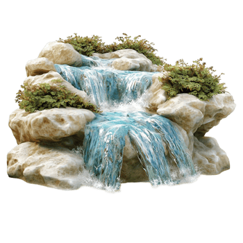 Rock Waterfall Natural Texture Serene Design Whimsical Decor Botanical Charm Essential Piece png