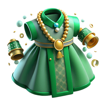 magnificent contemporary Jade Green Norwegian Bunad with Traditional Jewelry Isolated high quality png