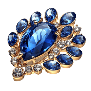 Blue Sapphire Brooch Sparkling Gems Elegant Design Luxurious Accessory Vintage Fashion Statement png