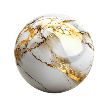 White Marble Orb Gold Veins Elegant Design Luxurious Decor Vintage Table Piece png