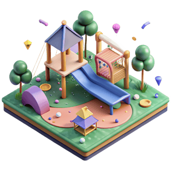 vibrant rustic Public Park Playground Isometric View Isolated professional png