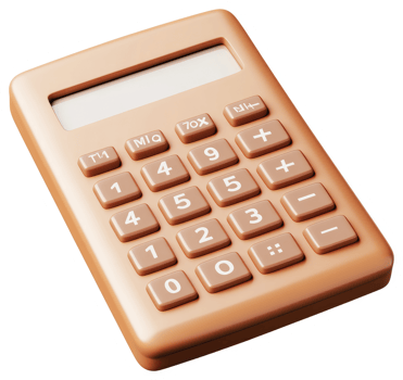 A peach-colored calculator with numerical keys. png