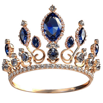 Purple Crown Blue Gems Sparkling Accents Regal Design Princess Royalty Symbol Elegant Headpiece Majestic Charm png
