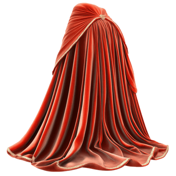 Red Cloak Draped Fabric Mysterious Allure Elegant Masquerade Accessory Regal Charm Timeless Statement Piece Majestic Style png