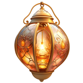 Lantern Gold Frame Soft Glow Intricate Design Elegant Decor Vintage png