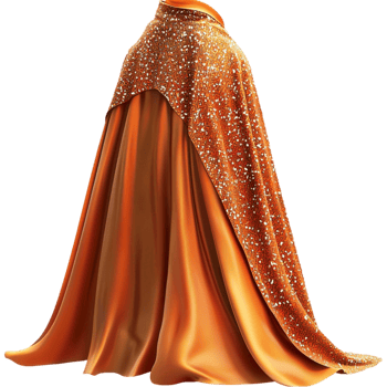 Orange Cloak Draped Fabric Elegant Design Luxurious Accessory Vintage Masquerade Charm Essential png