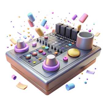 dramatic contemporary Mixing Console Faders Up with Transparent Background png