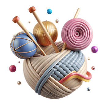 beautiful creative Knitting Needles and Yarn Ball Close Up Transparent Background png