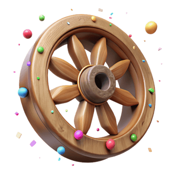 dramatic minimalist Old Wooden Wheel with Iron Rim Isolated Element professional png
