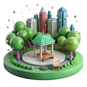 vibrant classic Green City Park with People Relaxing Cutout professional png