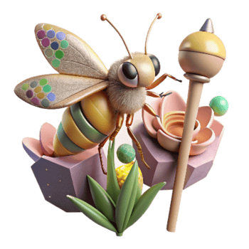 wonderful artistic Pollinator Insect on Stem Cutout Image png