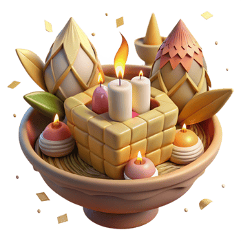 beautiful classic Loy Krathong Floating Basket Candlelit Cutout original png