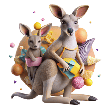 elegant classic Kangaroo with Joey in Pouch Cutout high quality png