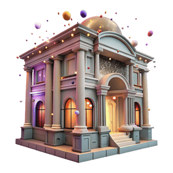 wonderful contemporary Historic Building Facade Night View Isolated premium png