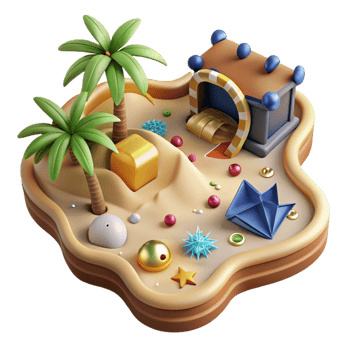 vibrant classic Old Map Treasure Island Illustration Isolated Cutout premium png