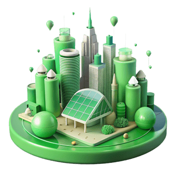 serene creative Green City Skyline with Trees and Parks Isolated Cutout high resolution png