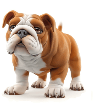 A digital illustration of a cute english bulldog puppy. png