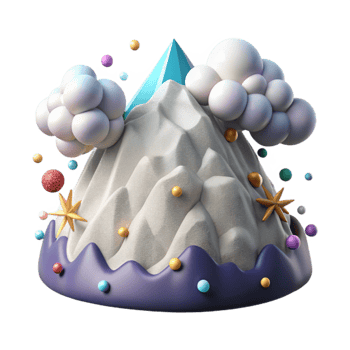 dramatic minimalist Mountain Peak with Clouds Cutout with Fluffy Clouds high quality png