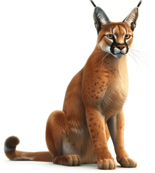 Feline beauty of a caracal displays regal posture. png