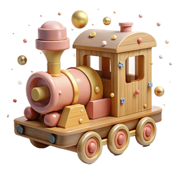 extraordinary traditional Old Wooden Toy Train Isolated detailed png