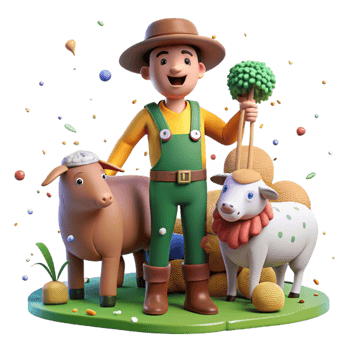 vibrant creative Local Farmer with Livestock Isolated Rural Life high resolution png