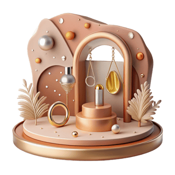 dramatic artistic Handmade Jewelry Display Isolated Warm Tone Lighting detailed png