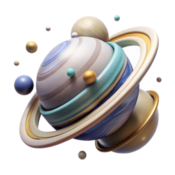 wonderful modern Planet with Rings and Moons Isolated png
